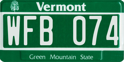 VT license plate WFB074