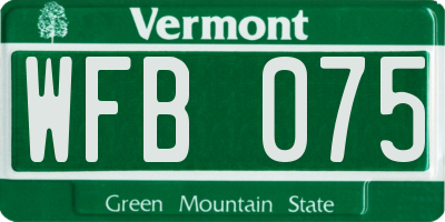 VT license plate WFB075