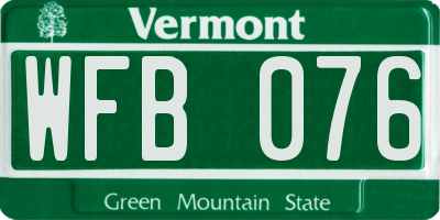 VT license plate WFB076