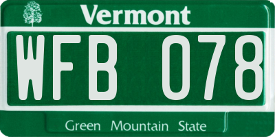 VT license plate WFB078