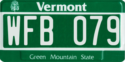 VT license plate WFB079