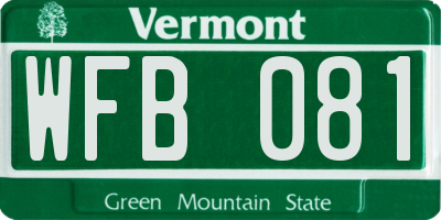 VT license plate WFB081