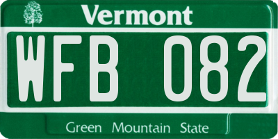 VT license plate WFB082