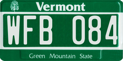 VT license plate WFB084