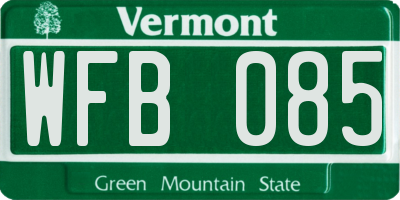 VT license plate WFB085