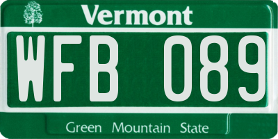 VT license plate WFB089