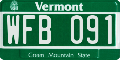 VT license plate WFB091