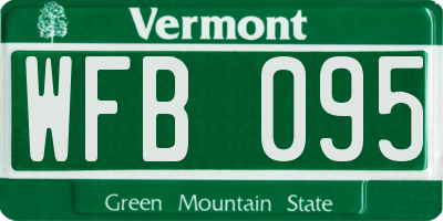 VT license plate WFB095
