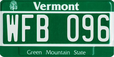 VT license plate WFB096