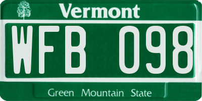 VT license plate WFB098