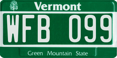 VT license plate WFB099