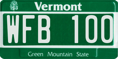 VT license plate WFB100