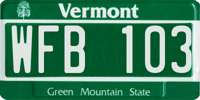 VT license plate WFB103