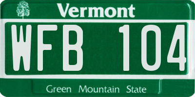 VT license plate WFB104