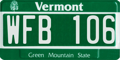 VT license plate WFB106