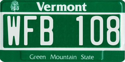 VT license plate WFB108