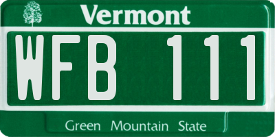 VT license plate WFB111