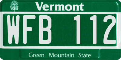 VT license plate WFB112