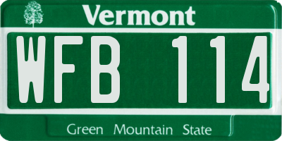 VT license plate WFB114