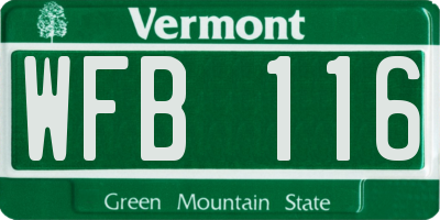 VT license plate WFB116