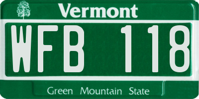 VT license plate WFB118