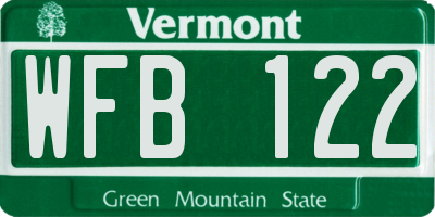 VT license plate WFB122