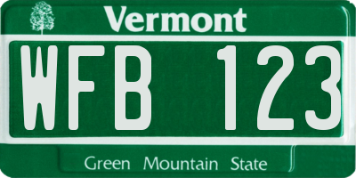 VT license plate WFB123