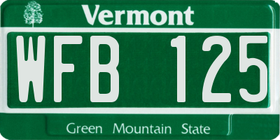 VT license plate WFB125