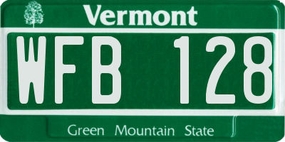VT license plate WFB128