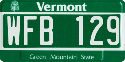 VT license plate WFB129