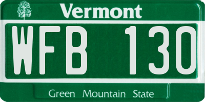 VT license plate WFB130