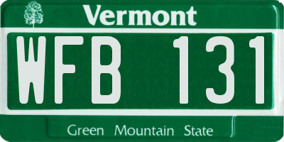 VT license plate WFB131