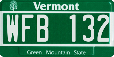 VT license plate WFB132
