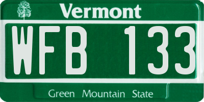 VT license plate WFB133