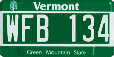 VT license plate WFB134
