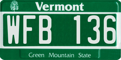 VT license plate WFB136