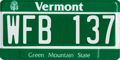 VT license plate WFB137