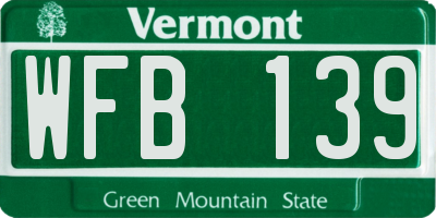 VT license plate WFB139