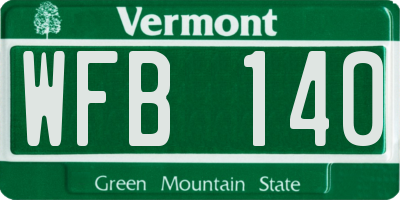VT license plate WFB140