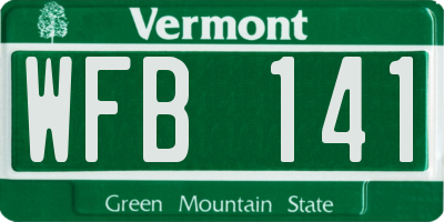 VT license plate WFB141