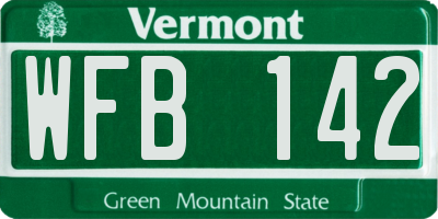 VT license plate WFB142