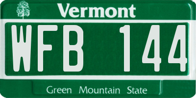 VT license plate WFB144