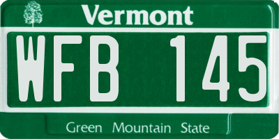 VT license plate WFB145
