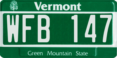 VT license plate WFB147