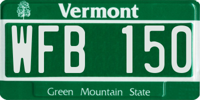 VT license plate WFB150