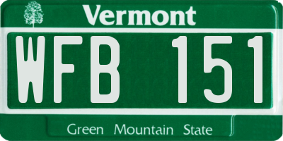 VT license plate WFB151