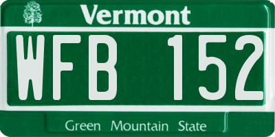 VT license plate WFB152