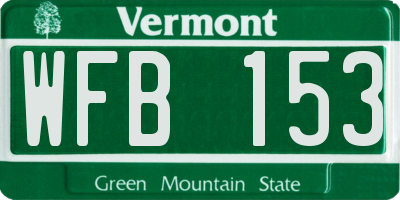 VT license plate WFB153