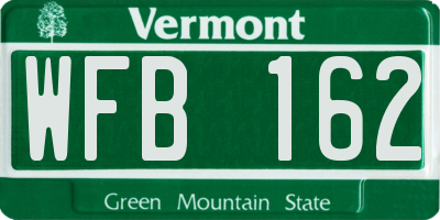VT license plate WFB162
