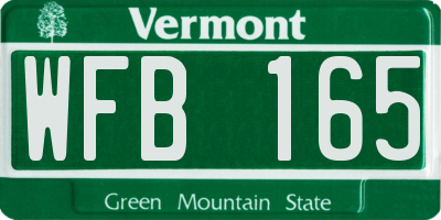 VT license plate WFB165